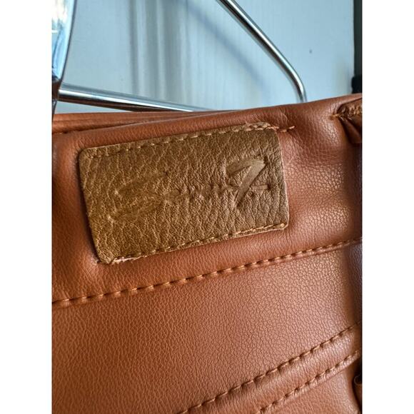 Seven7 Vegan Faux Leather Cropped Pants walnut orange sz 8 New - Picture 5 of 7